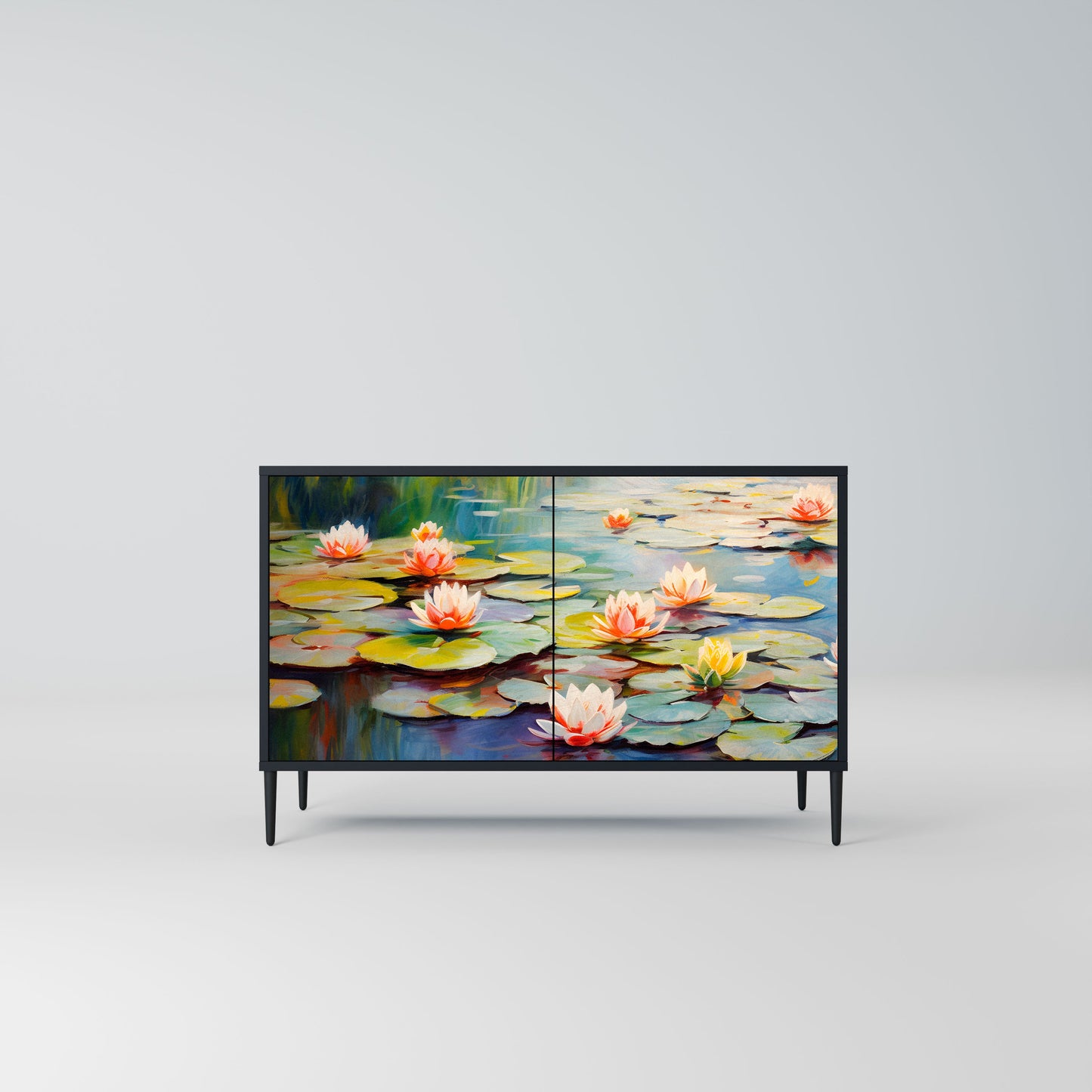 BLOOMING WATERS 2-Door Sideboard in Black Finish
