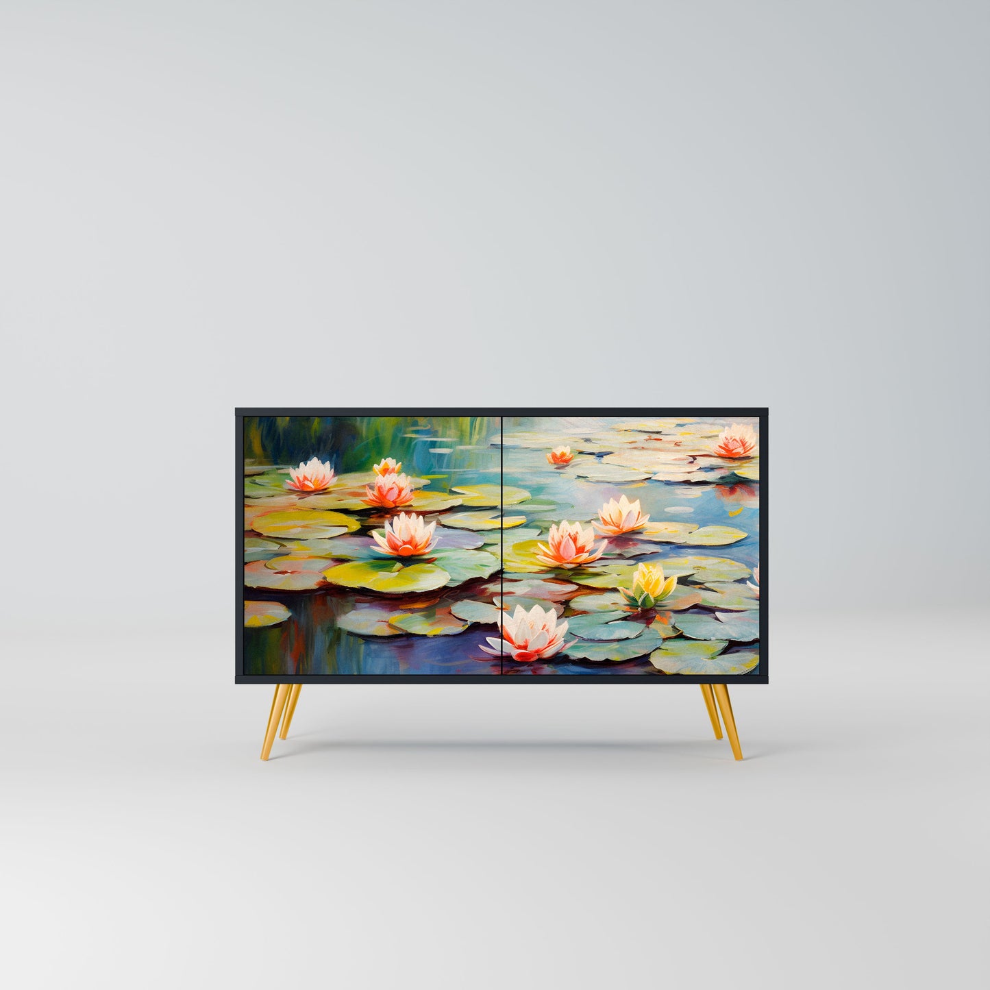 BLOOMING WATERS 2-Door Sideboard in Black Finish
