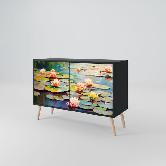 BLOOMING WATERS 2-Door Sideboard in Black Finish