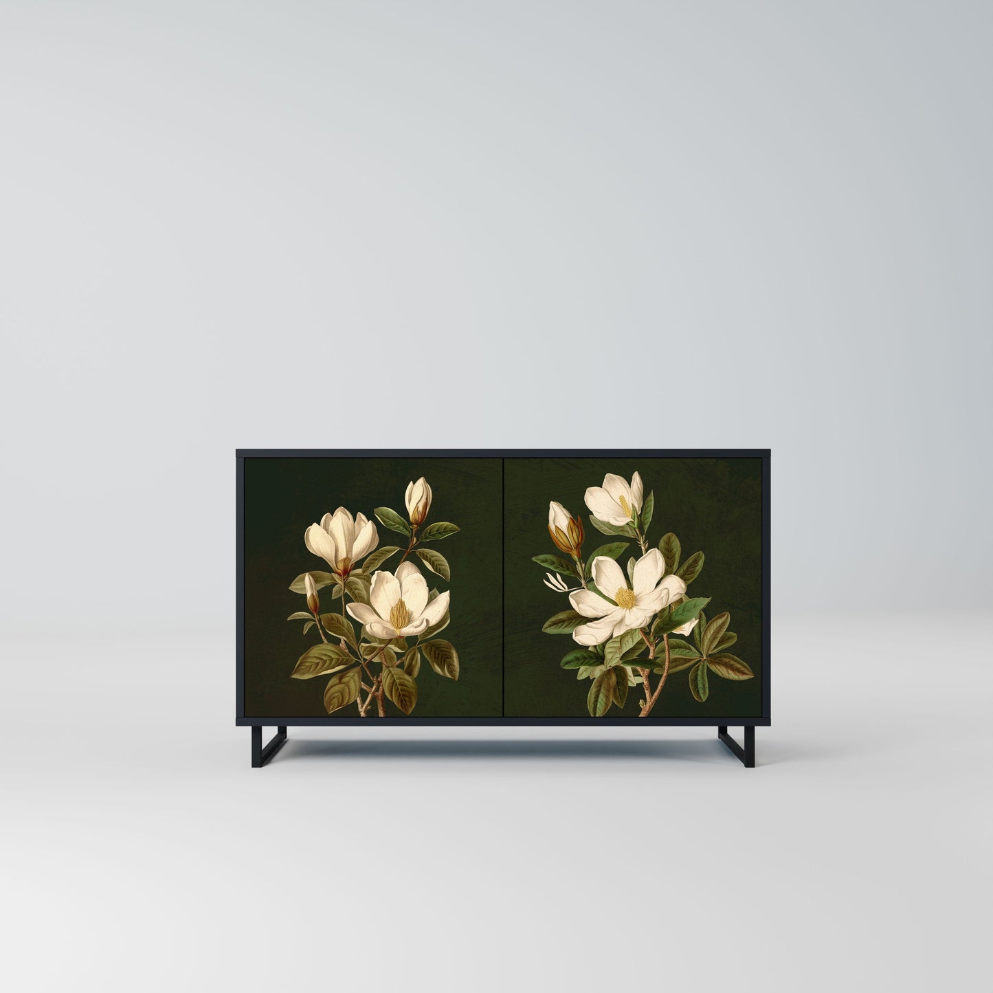 FLORAL NOIR 2-Door Sideboard in Black Finish