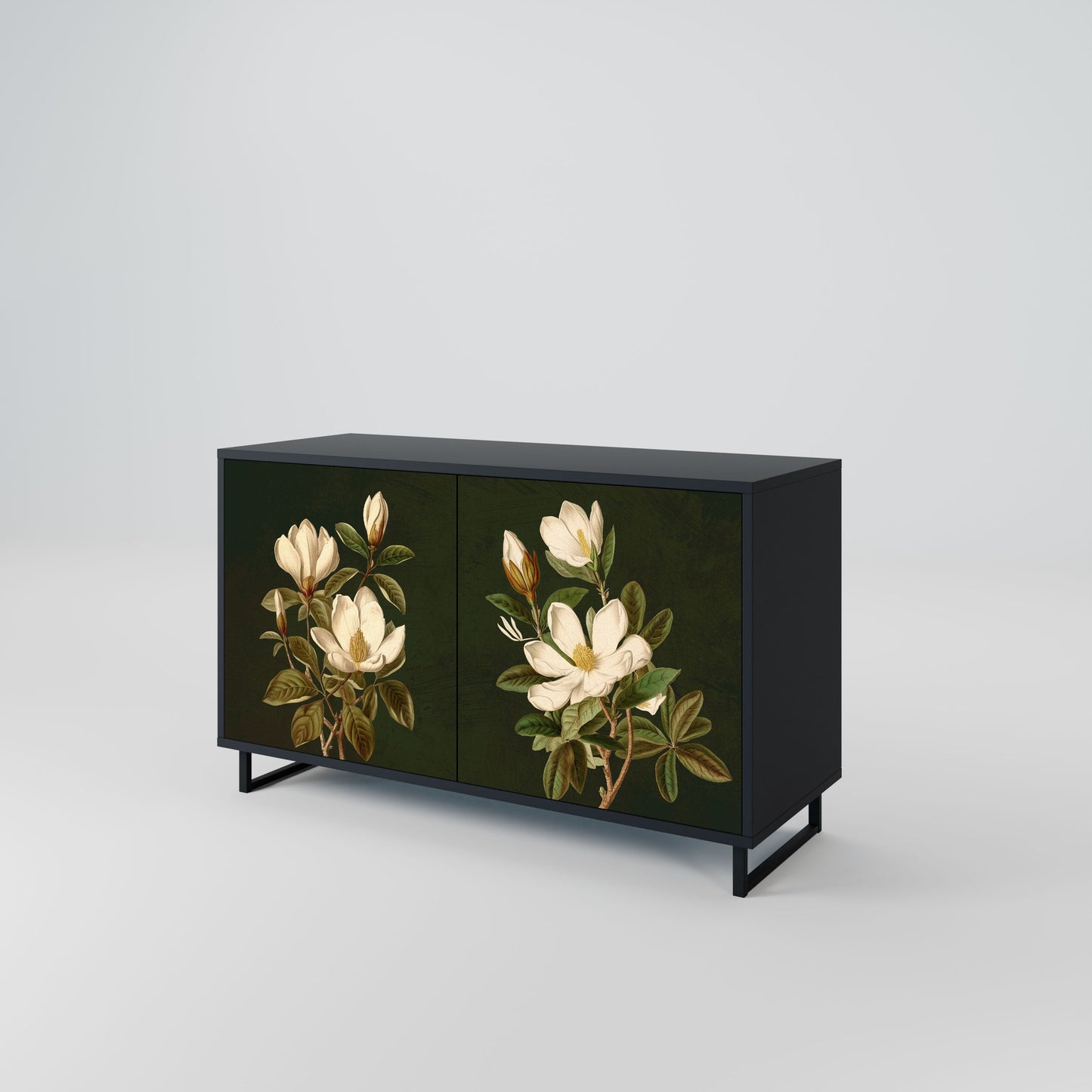 FLORAL NOIR 2-Door Sideboard in Black Finish