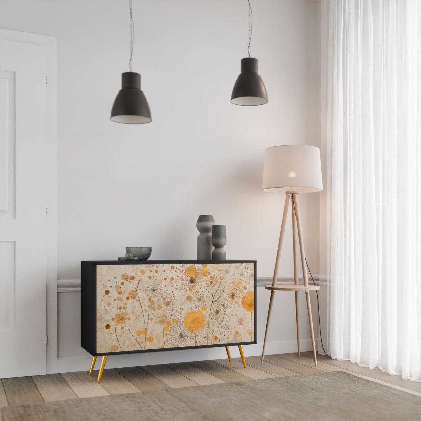 Credenza MORNING GLADE a 2 ante in finitura nera