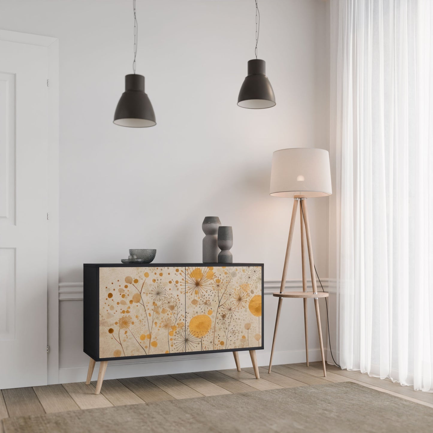 Credenza MORNING GLADE a 2 ante in finitura nera