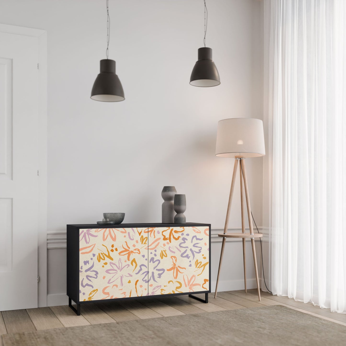 SPRING WHIMSY 2-Door Sideboard in Black Finish