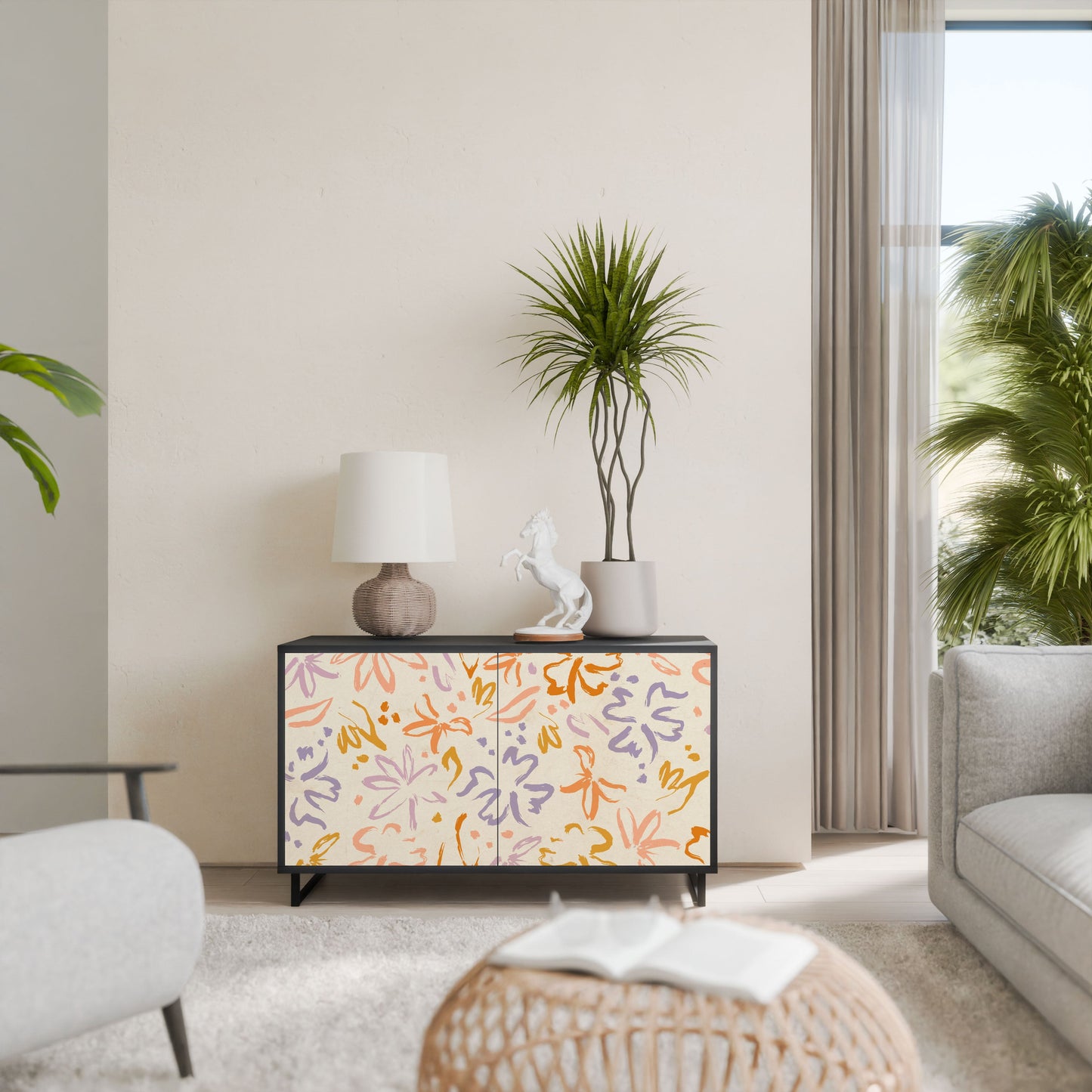 SPRING WHIMSY 2-Door Sideboard in Black Finish