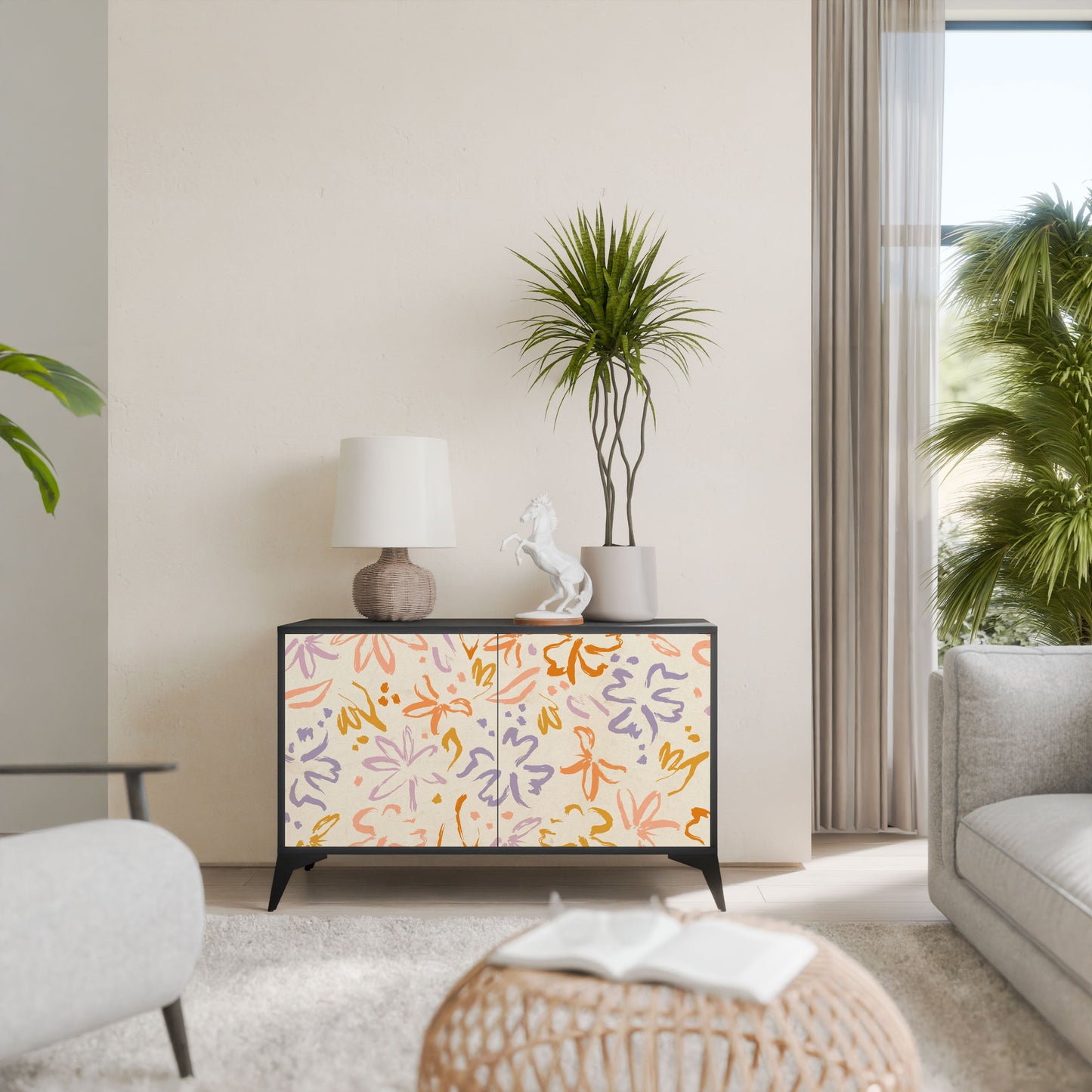 SPRING WHIMSY 2-Door Sideboard in Black Finish