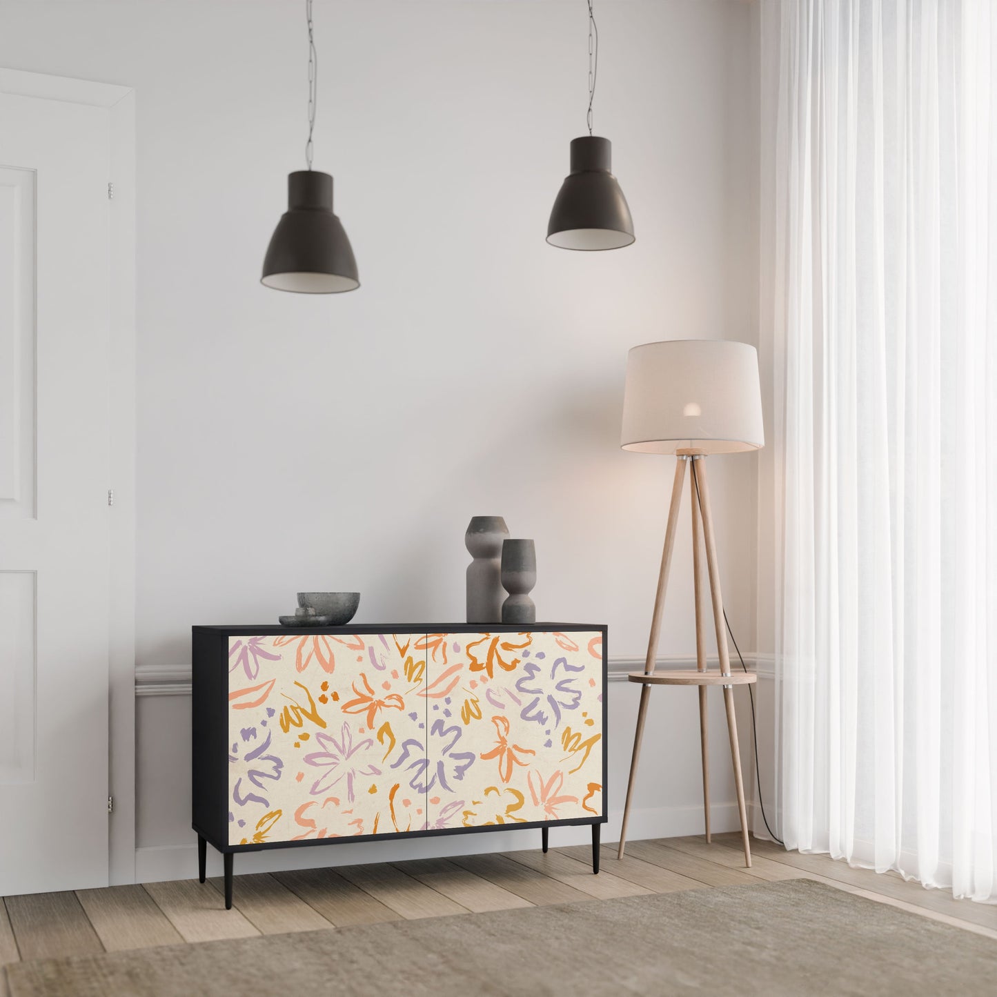 SPRING WHIMSY 2-Door Sideboard in Black Finish