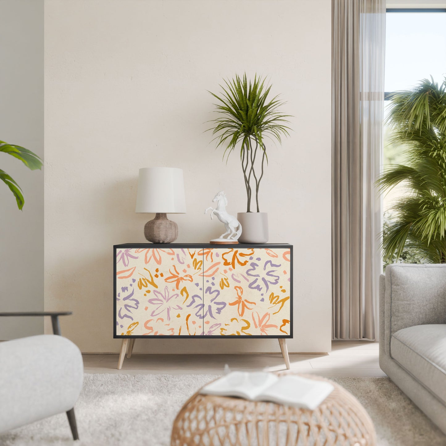 SPRING WHIMSY 2-Door Sideboard in Black Finish
