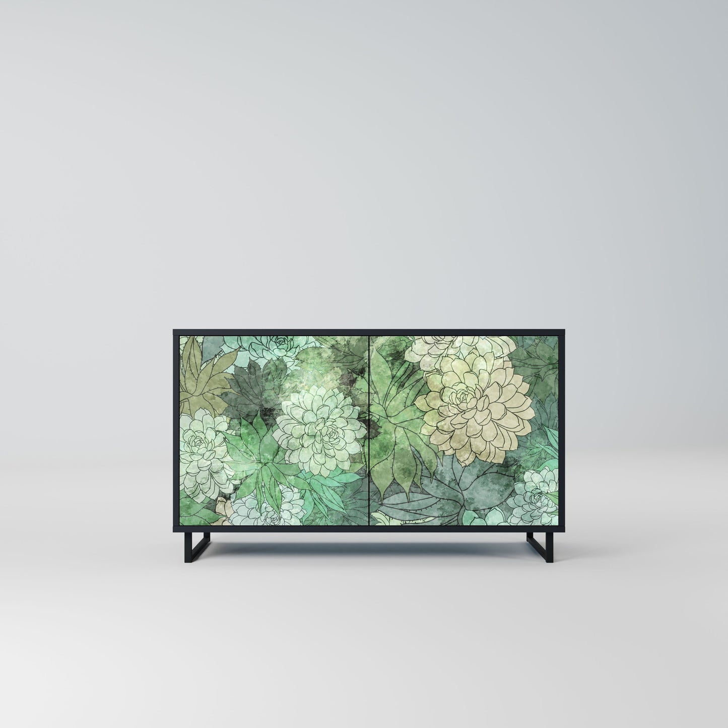 Credenza SUCCULENT CLUSTER a 2 ante in finitura nera