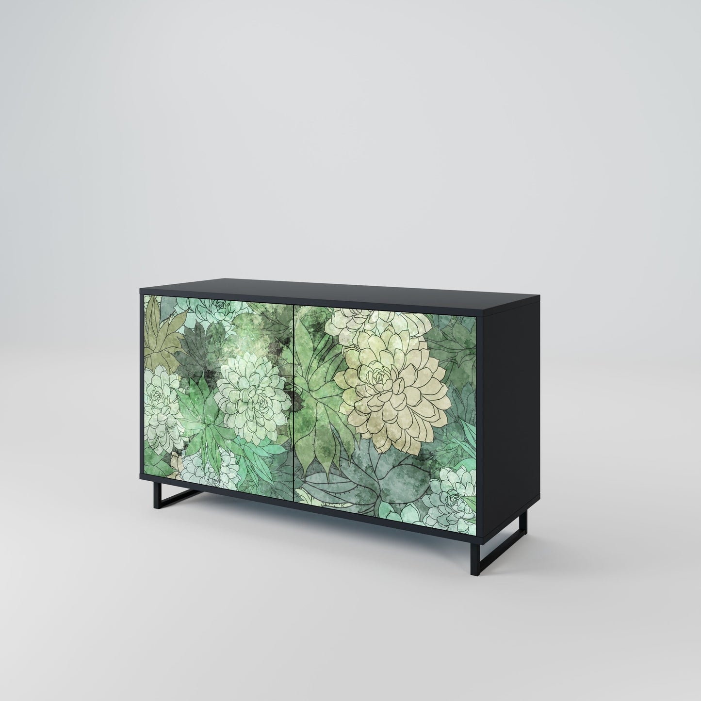 Credenza SUCCULENT CLUSTER a 2 ante in finitura nera