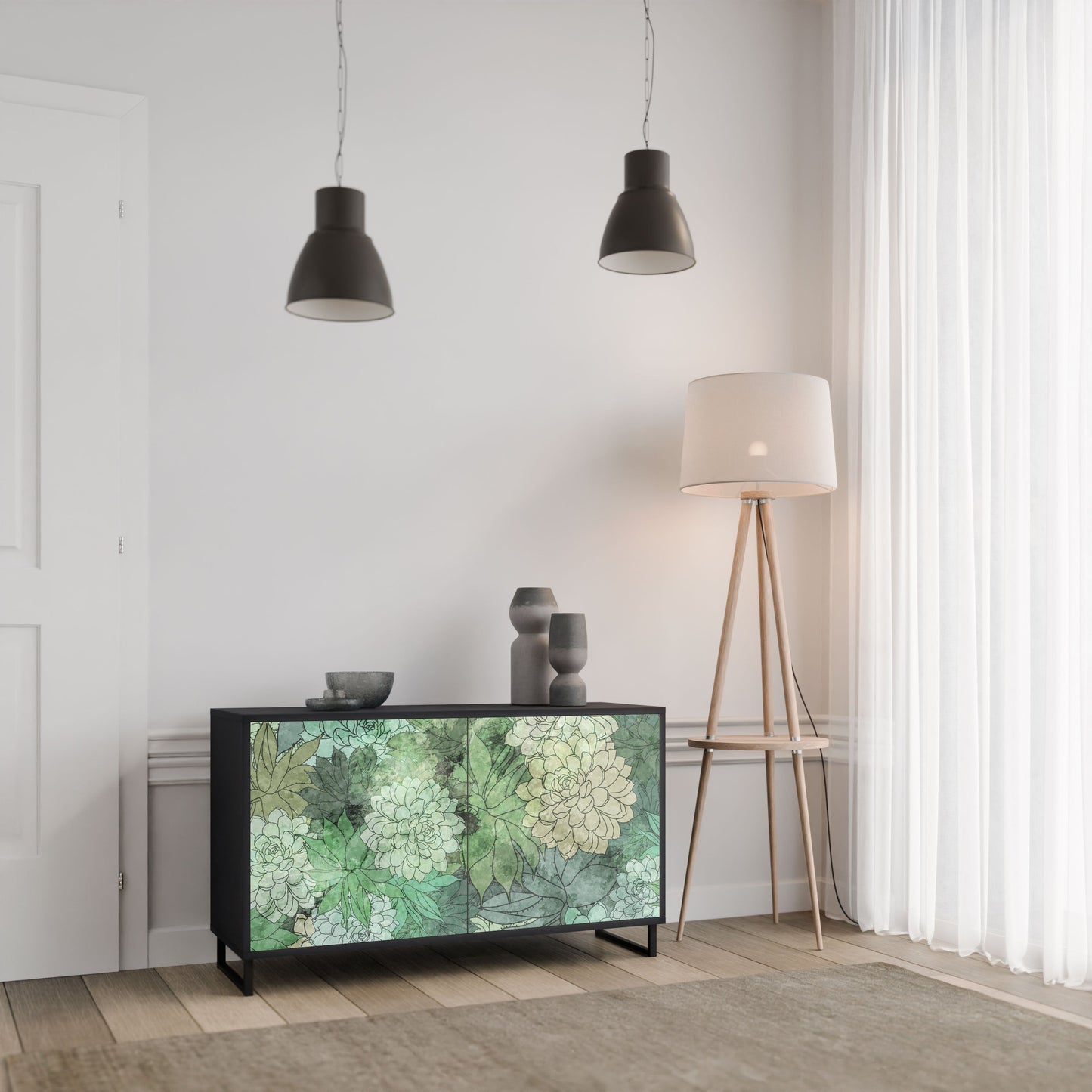 Credenza SUCCULENT CLUSTER a 2 ante in finitura nera