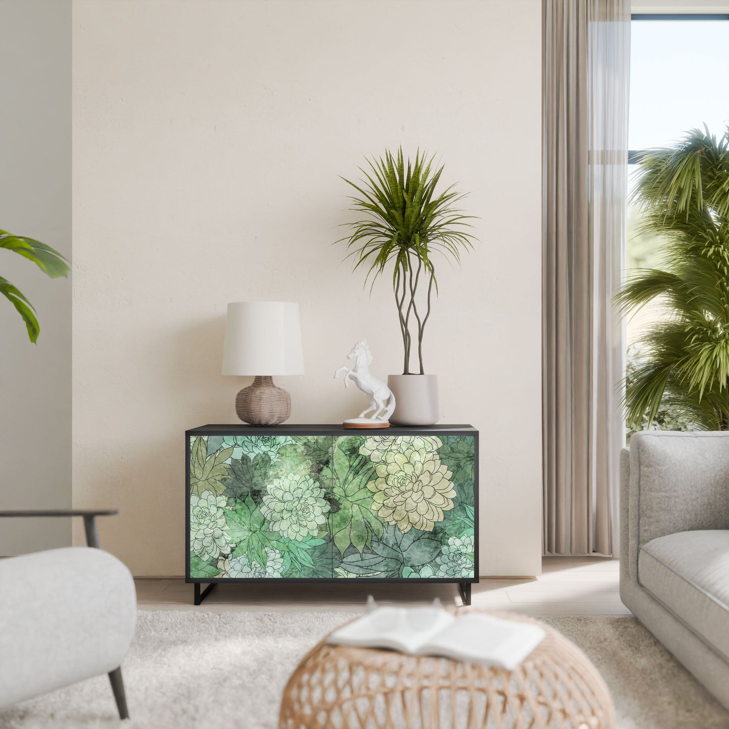 Credenza SUCCULENT CLUSTER a 2 ante in finitura nera