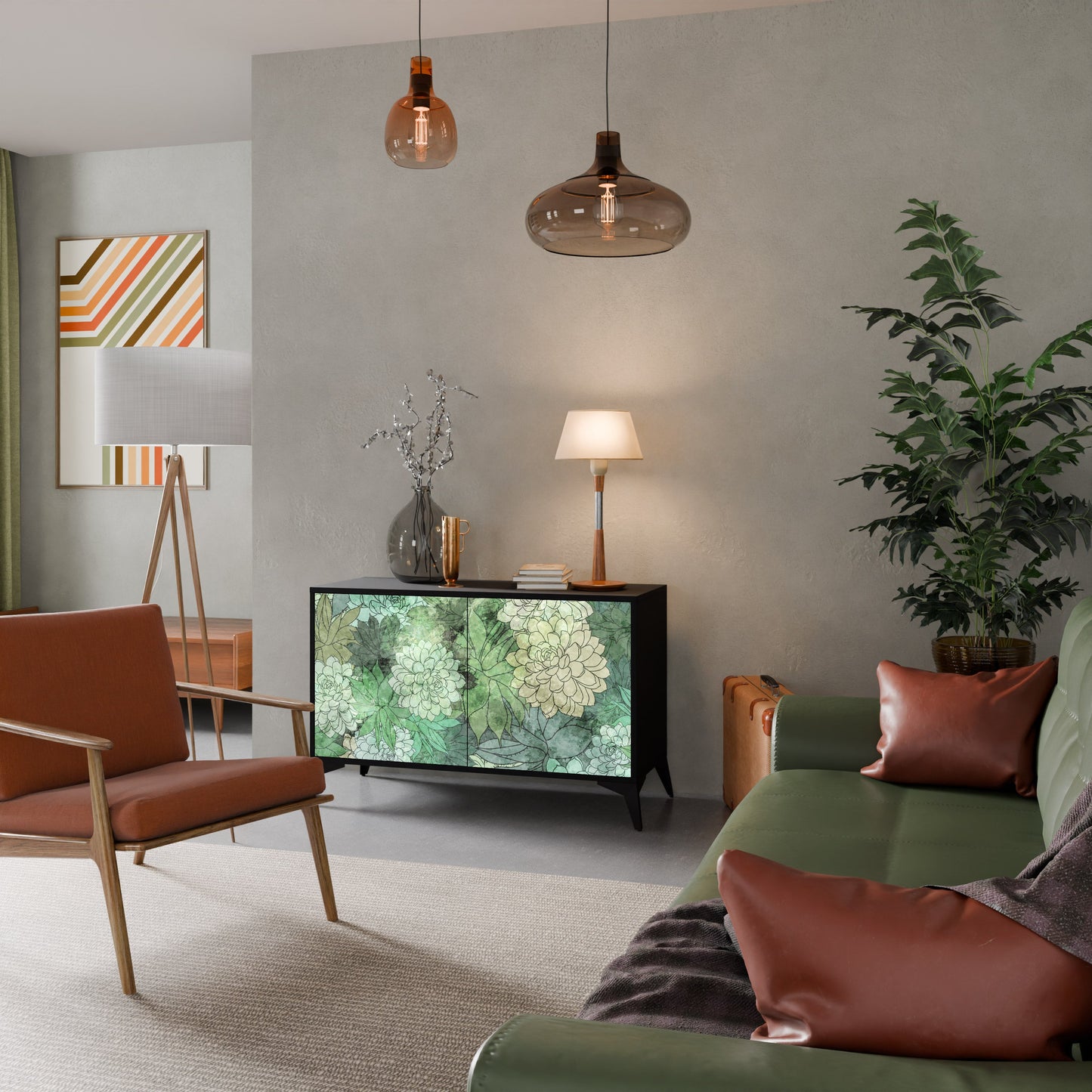 Credenza SUCCULENT CLUSTER a 2 ante in finitura nera