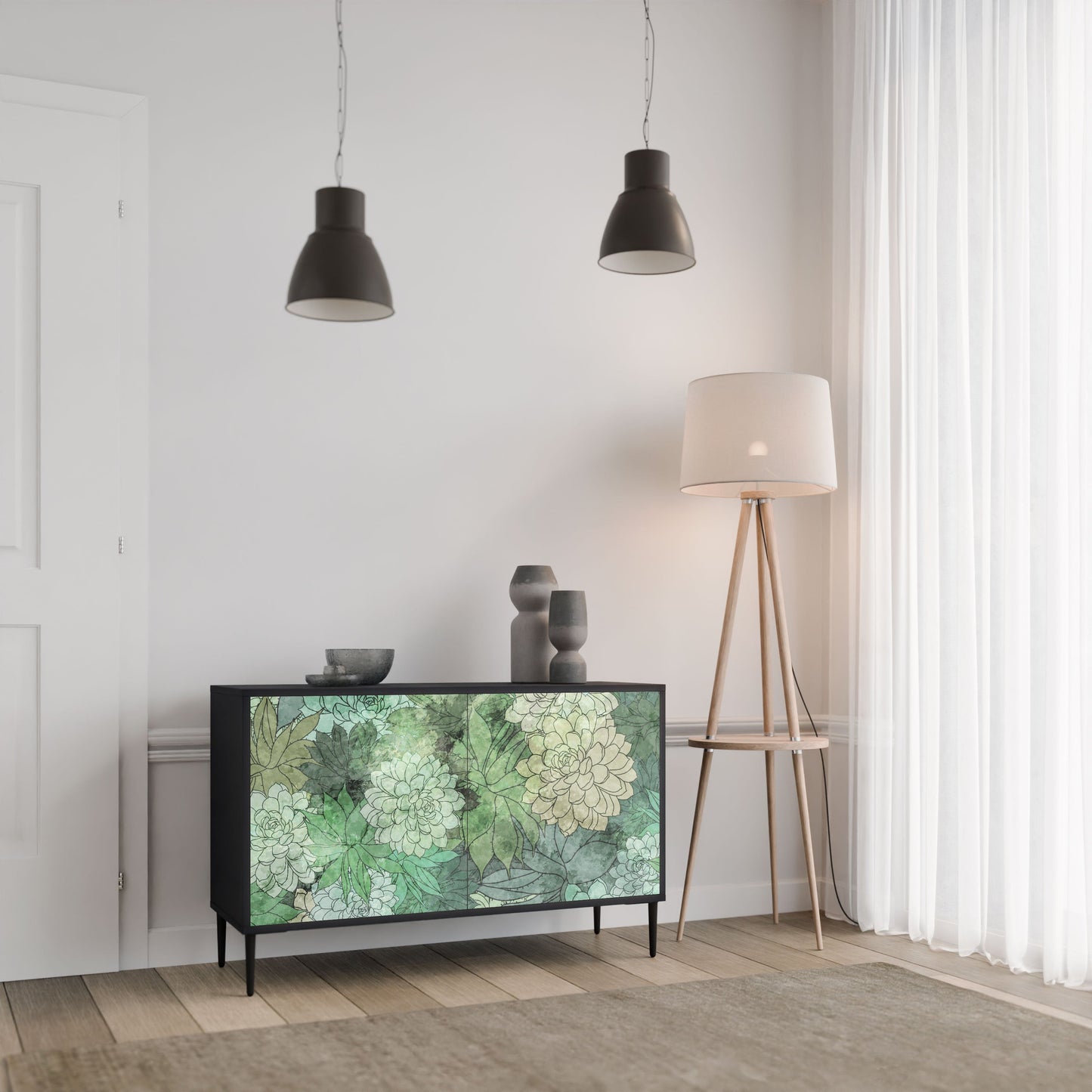Credenza SUCCULENT CLUSTER a 2 ante in finitura nera