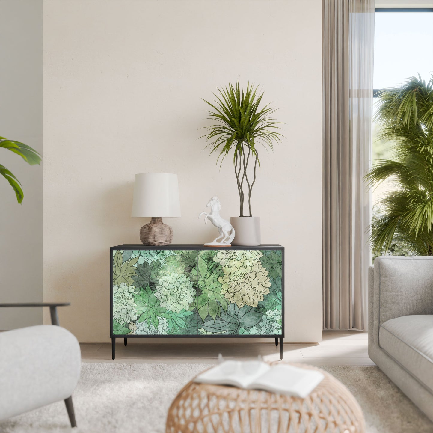 Credenza SUCCULENT CLUSTER a 2 ante in finitura nera