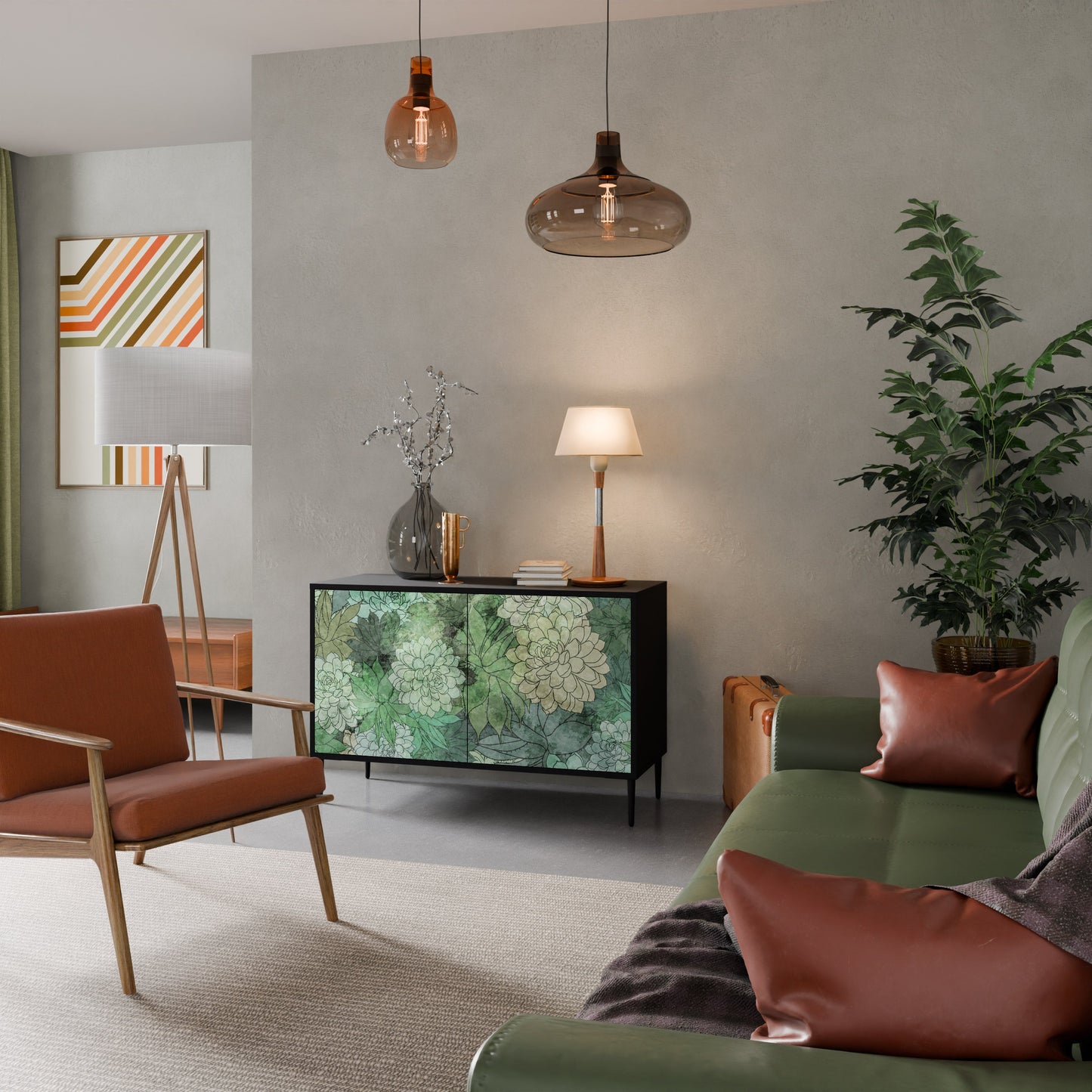 Credenza SUCCULENT CLUSTER a 2 ante in finitura nera