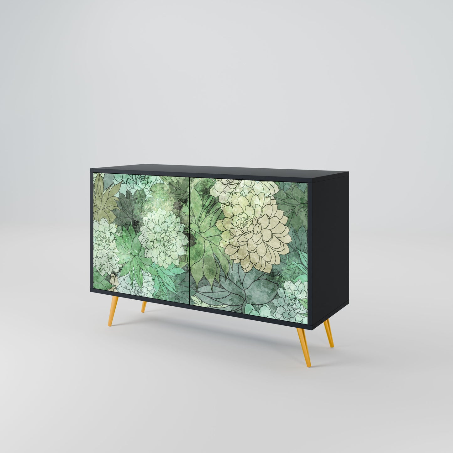 Credenza SUCCULENT CLUSTER a 2 ante in finitura nera