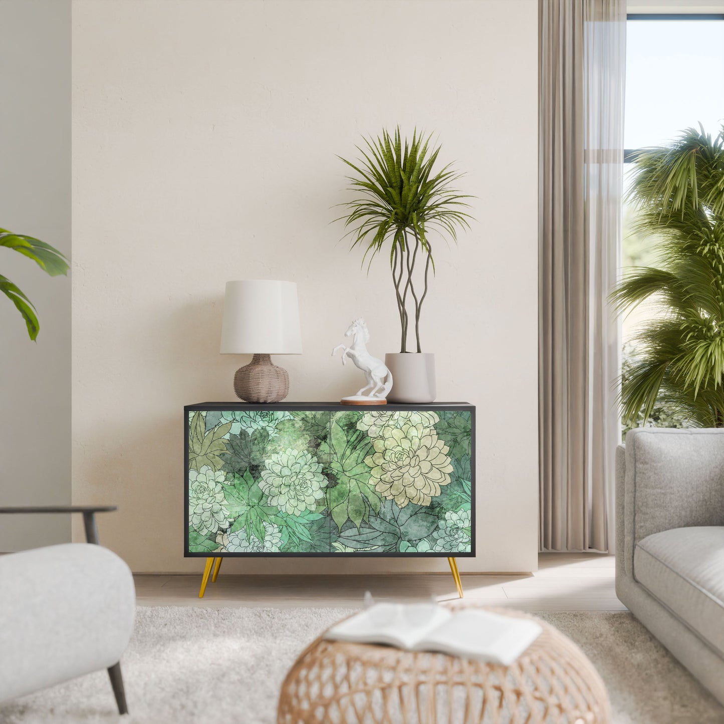 Credenza SUCCULENT CLUSTER a 2 ante in finitura nera