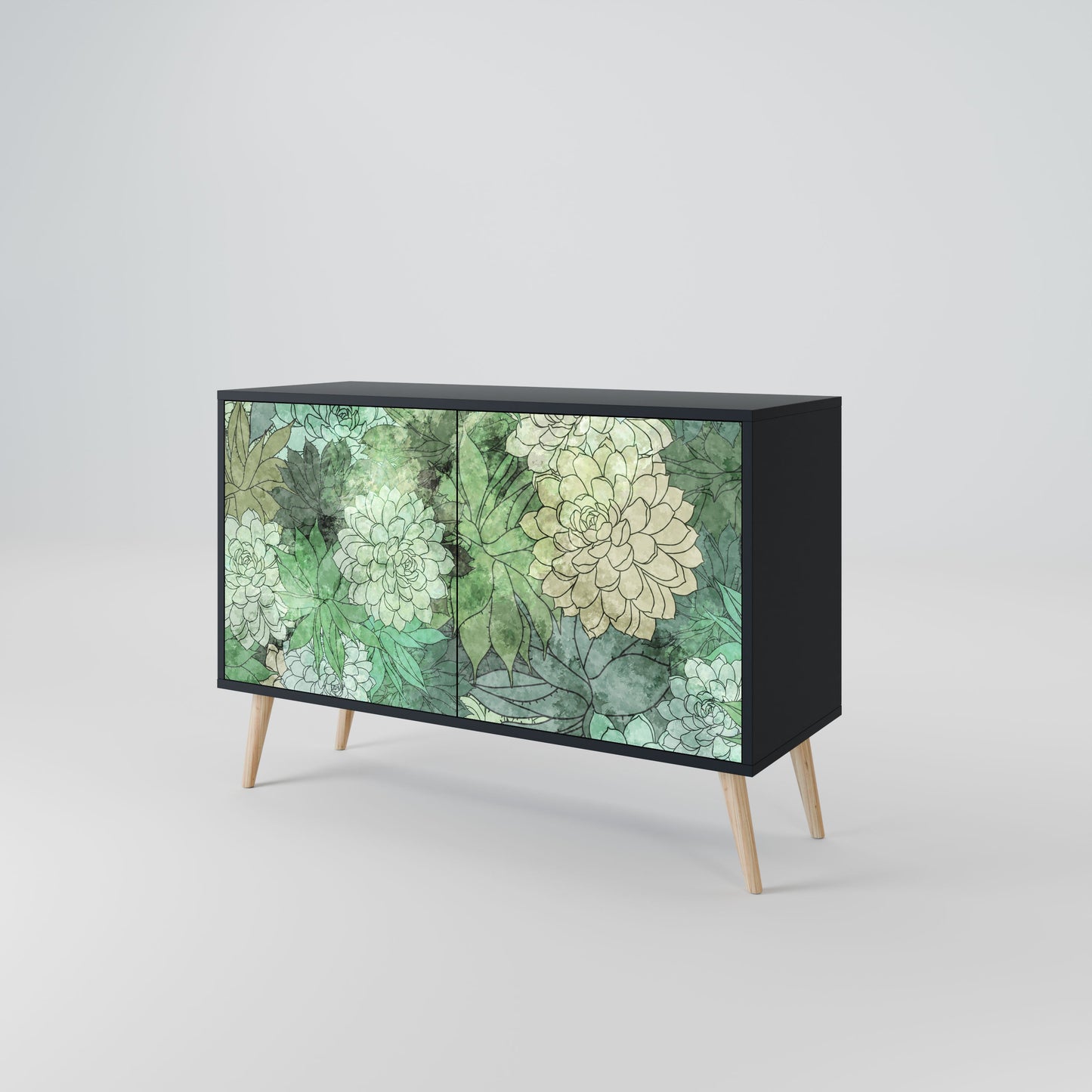 Credenza SUCCULENT CLUSTER a 2 ante in finitura nera