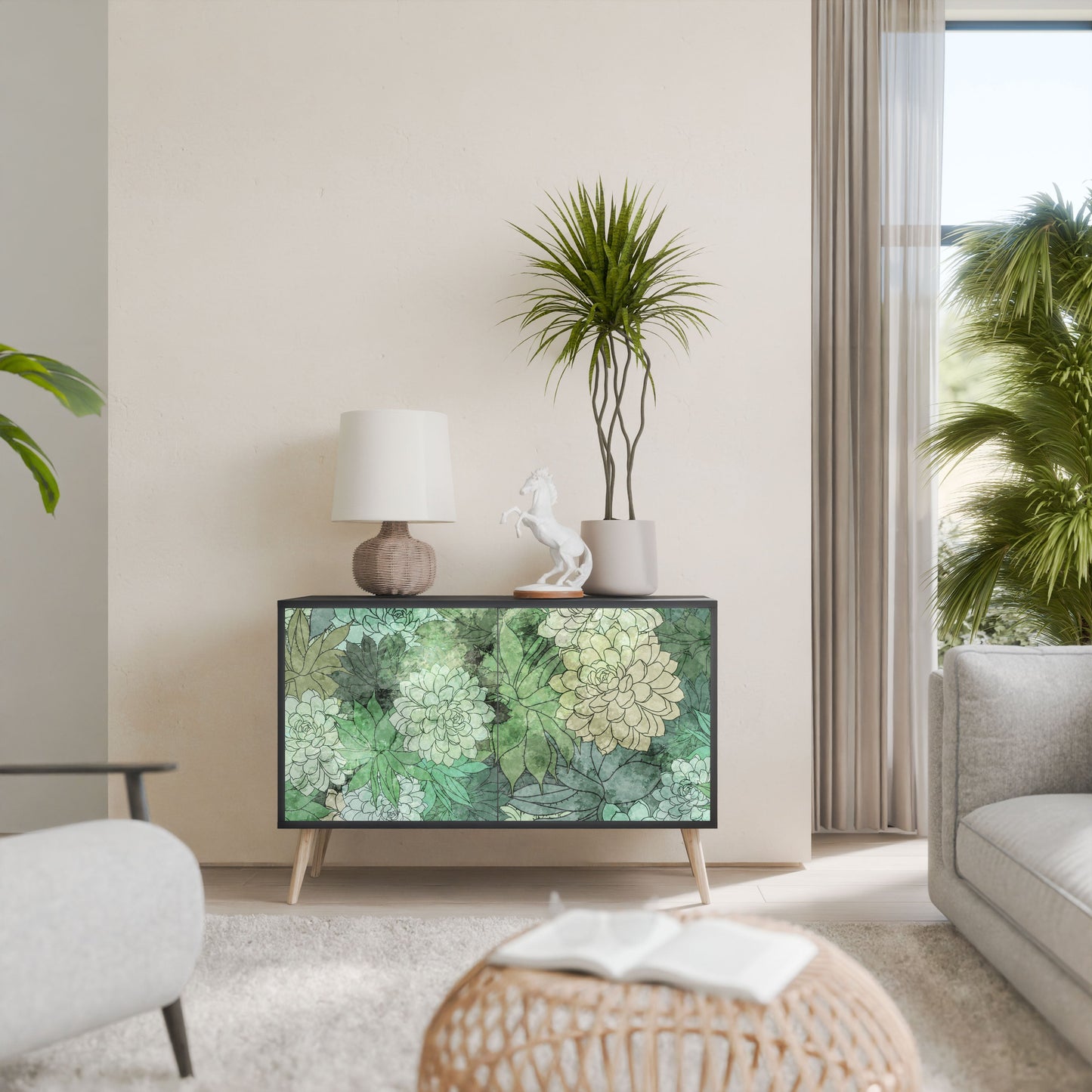 Credenza SUCCULENT CLUSTER a 2 ante in finitura nera