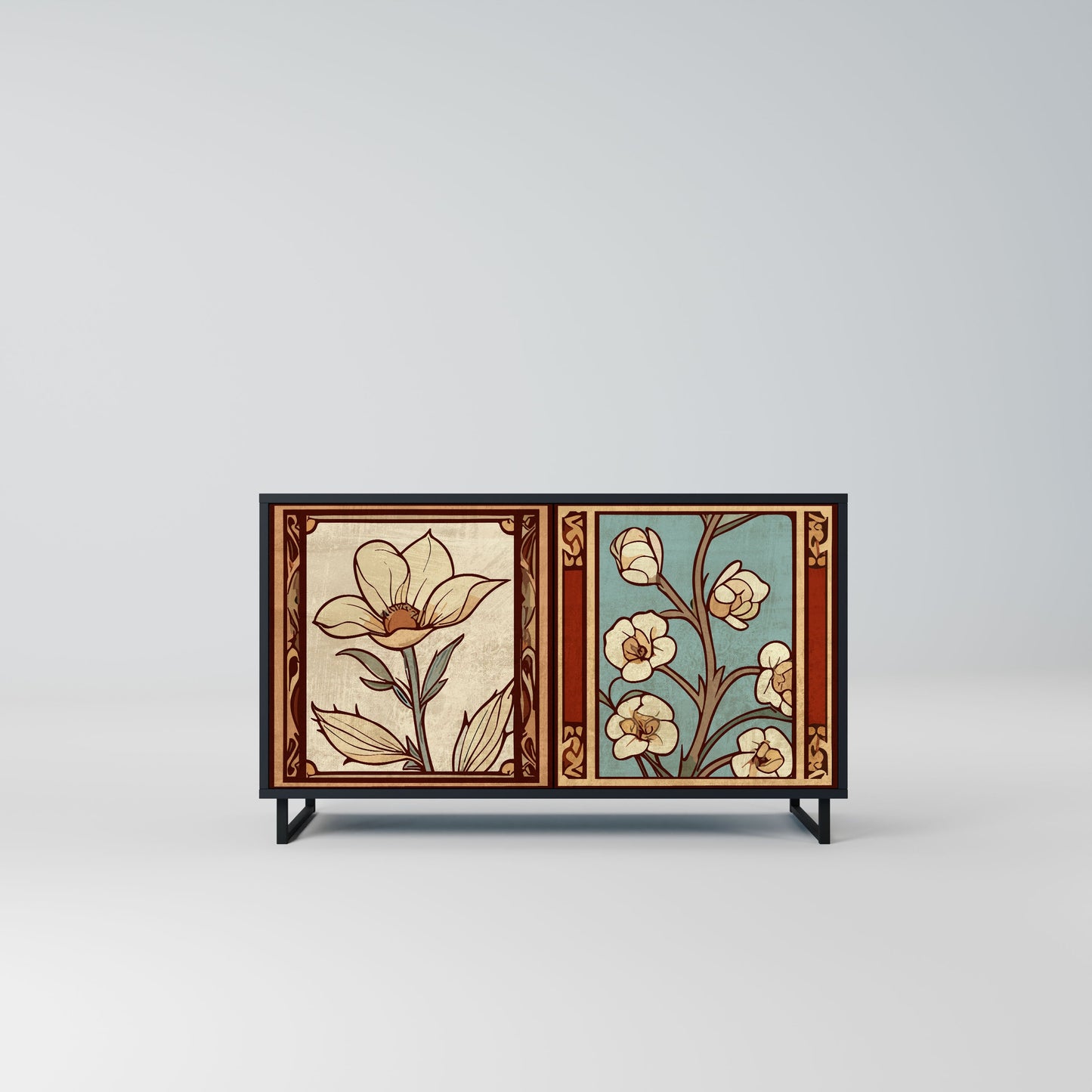 TIMELESS FLORA 2-Door Sideboard in Black Finish