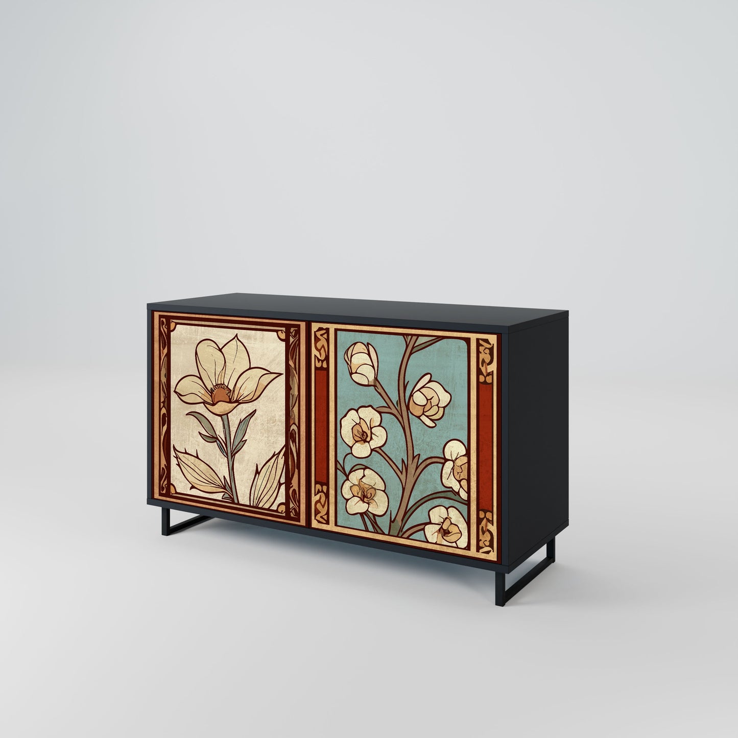 TIMELESS FLORA 2-Door Sideboard in Black Finish