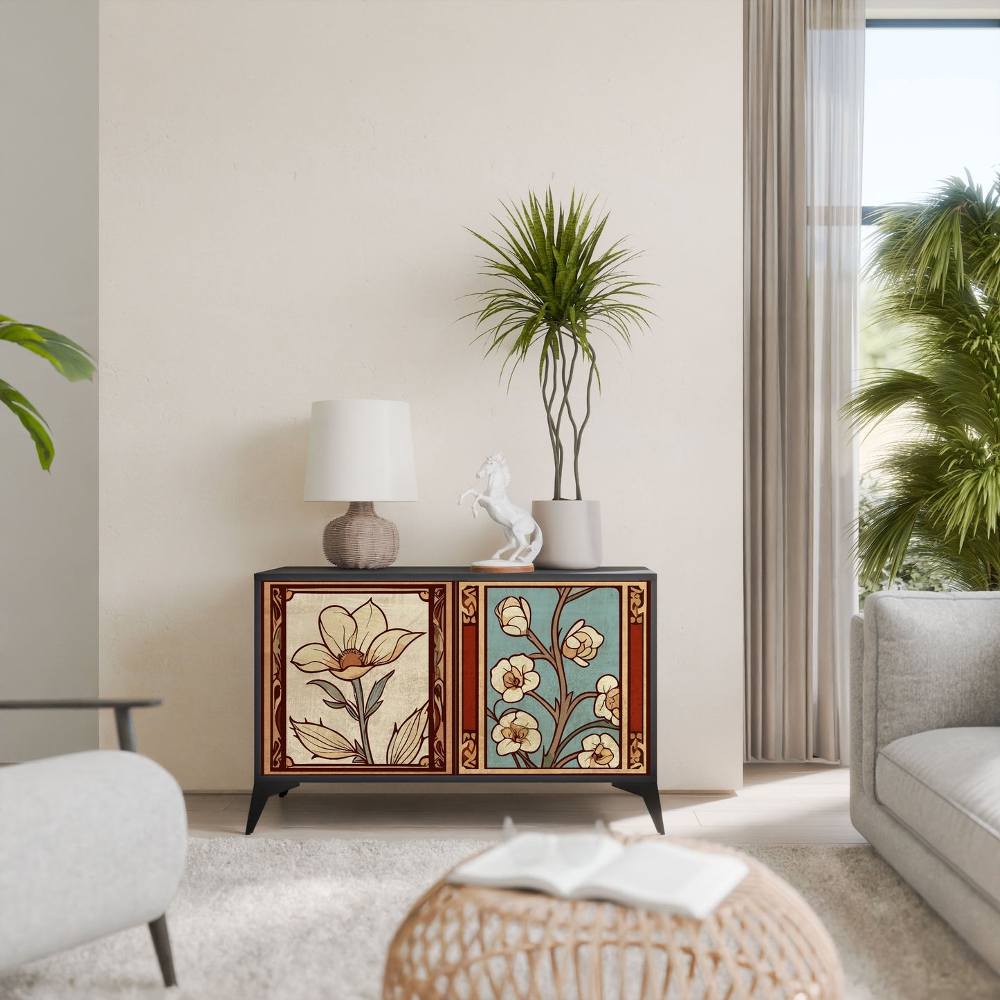 TIMELESS FLORA 2-Door Sideboard in Black Finish