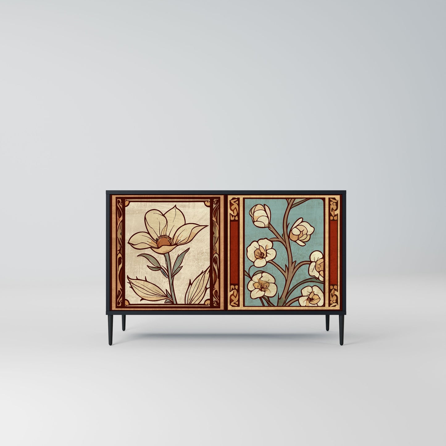 TIMELESS FLORA 2-Door Sideboard in Black Finish