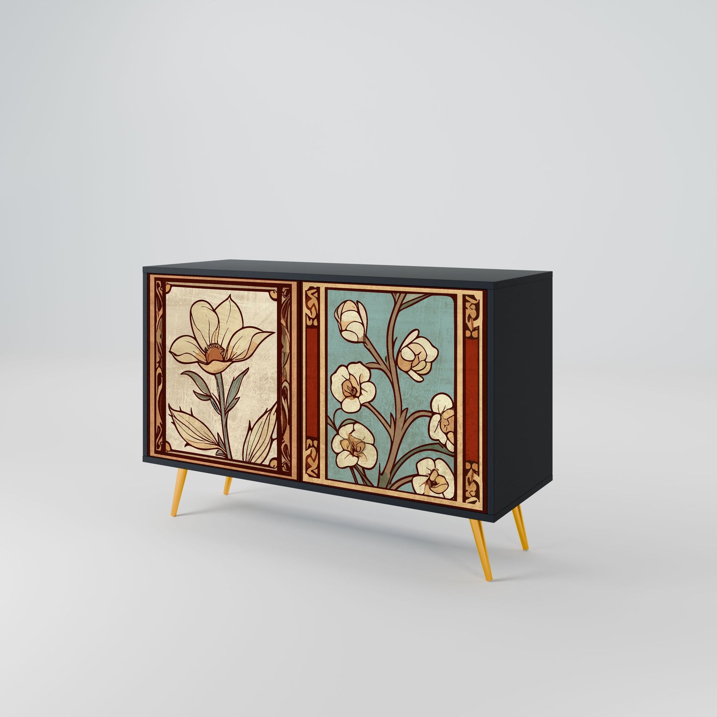 TIMELESS FLORA 2-Door Sideboard in Black Finish