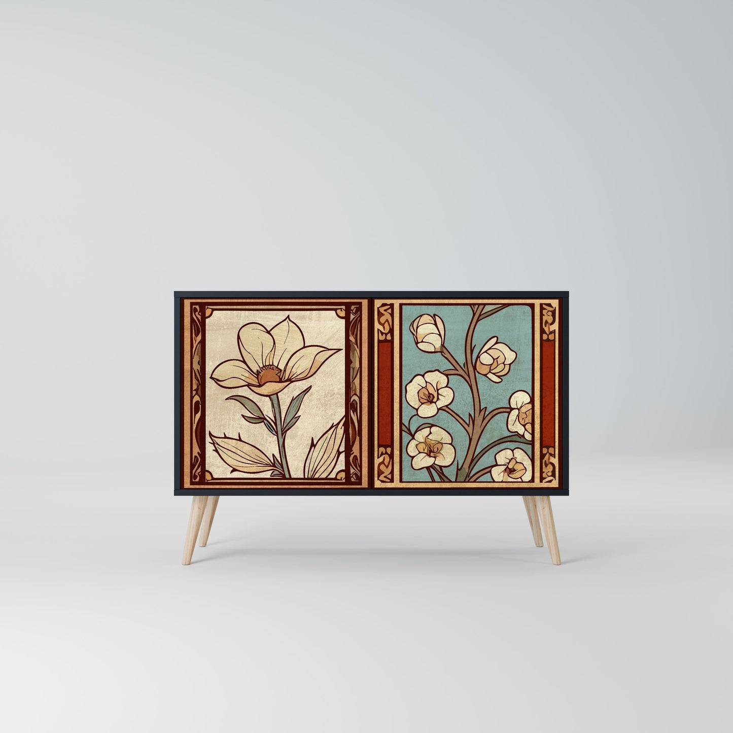 TIMELESS FLORA 2-Door Sideboard in Black Finish