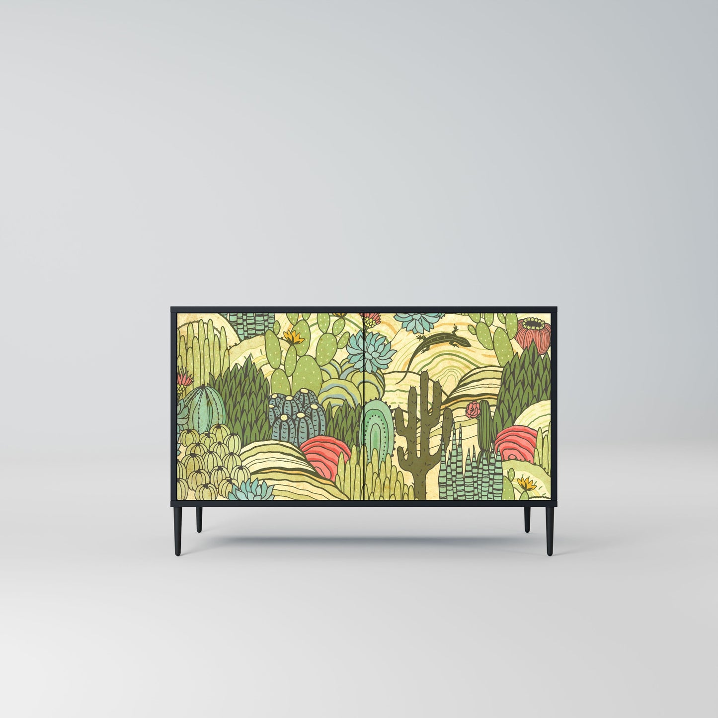 Credenza SUCCULENTS KALEIDOSCOPE a 2 ante in finitura nera