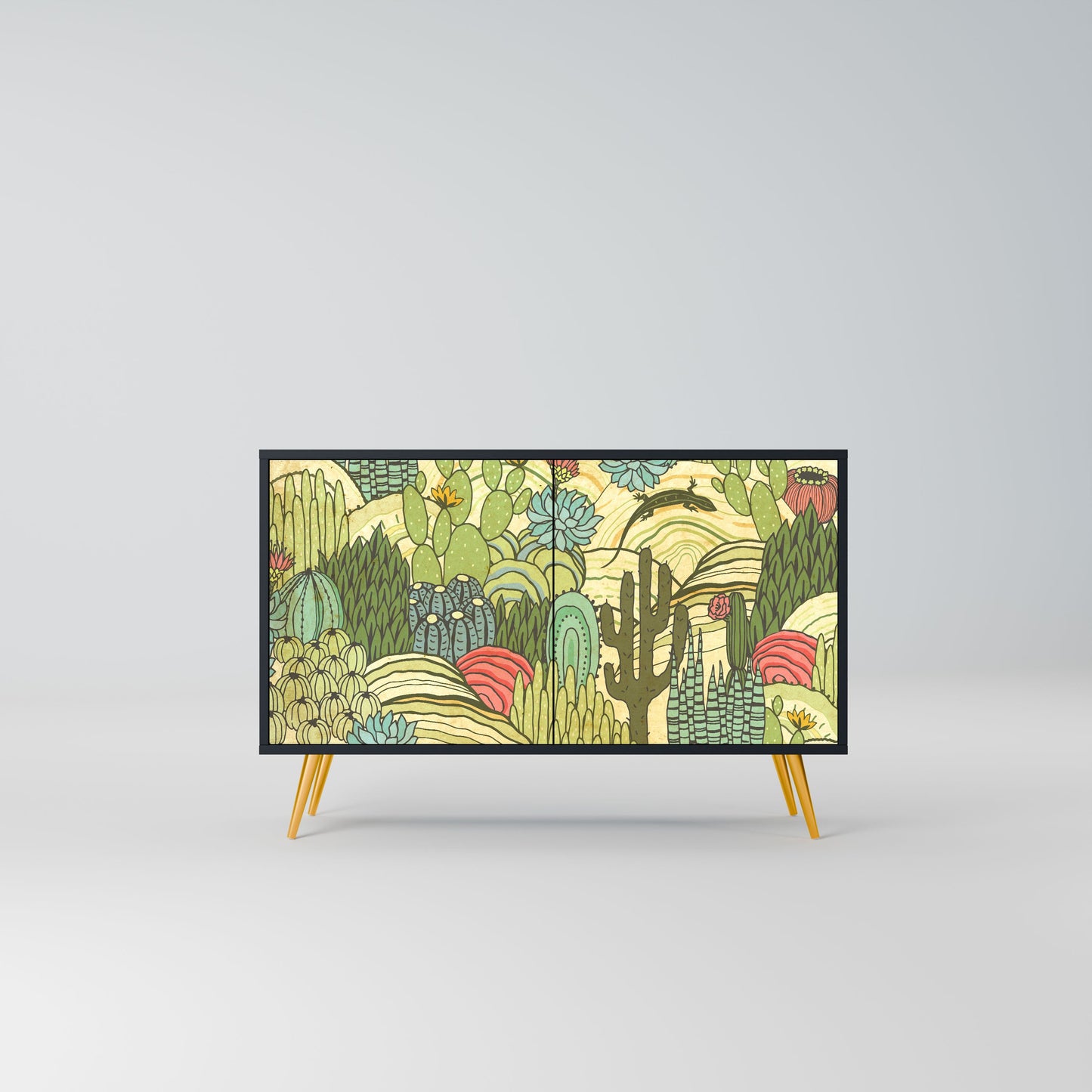Credenza SUCCULENTS KALEIDOSCOPE a 2 ante in finitura nera