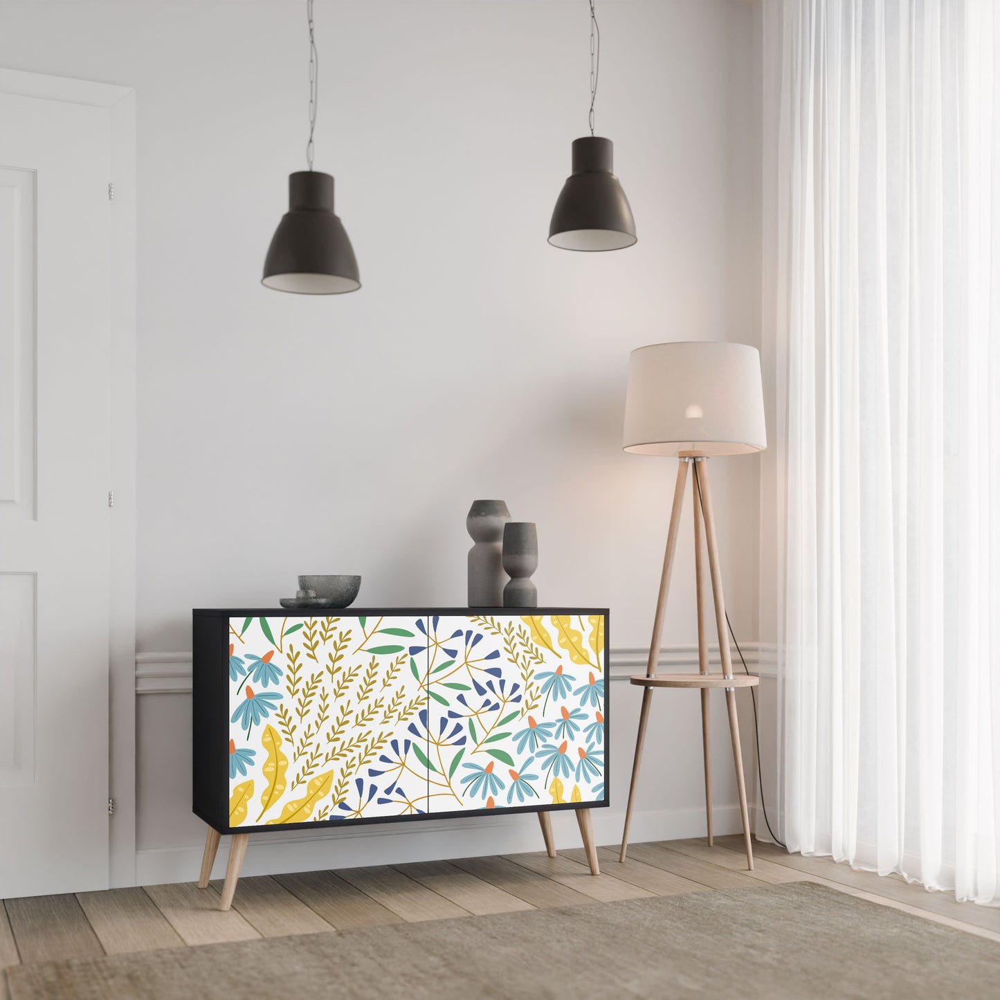 Credenza HELLO SPRING a 2 ante in finitura nera