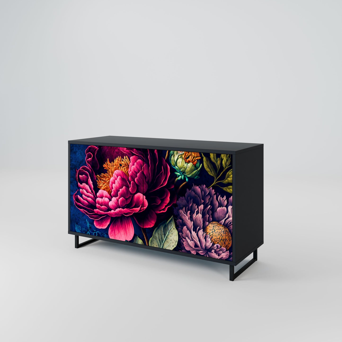 Credenza BLOOMING ELEGANCE a 2 ante in finitura nera