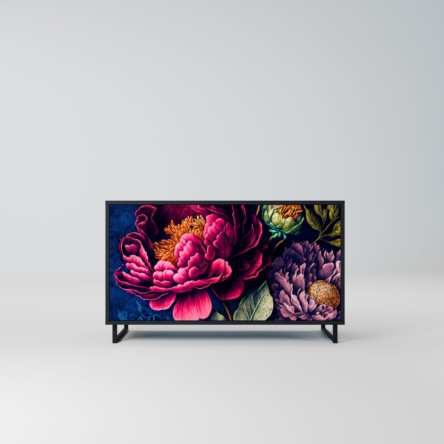 Credenza BLOOMING ELEGANCE a 2 ante in finitura nera