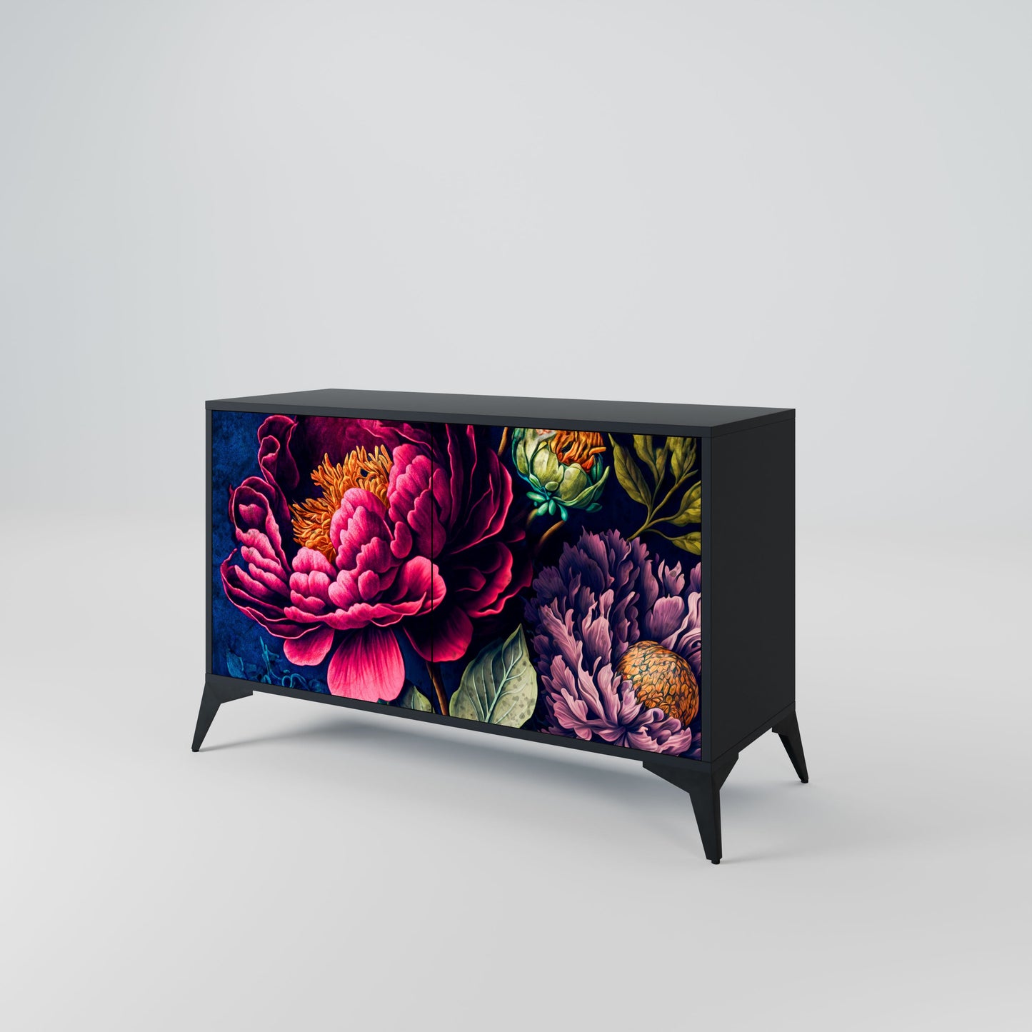 Credenza BLOOMING ELEGANCE a 2 ante in finitura nera