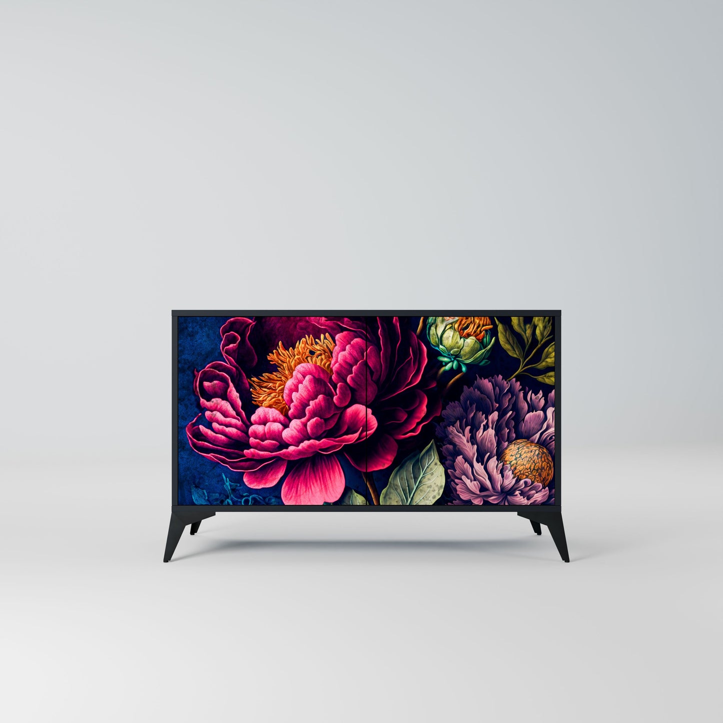 Credenza BLOOMING ELEGANCE a 2 ante in finitura nera