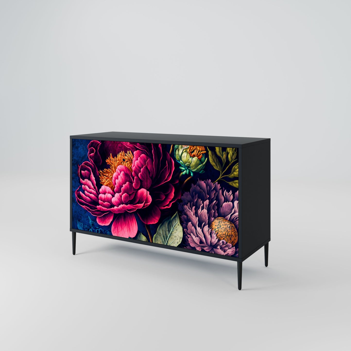 Credenza BLOOMING ELEGANCE a 2 ante in finitura nera