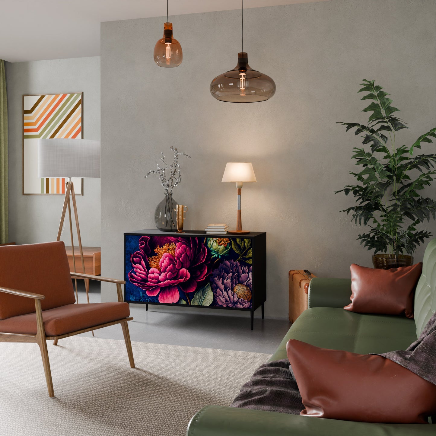 Credenza BLOOMING ELEGANCE a 2 ante in finitura nera