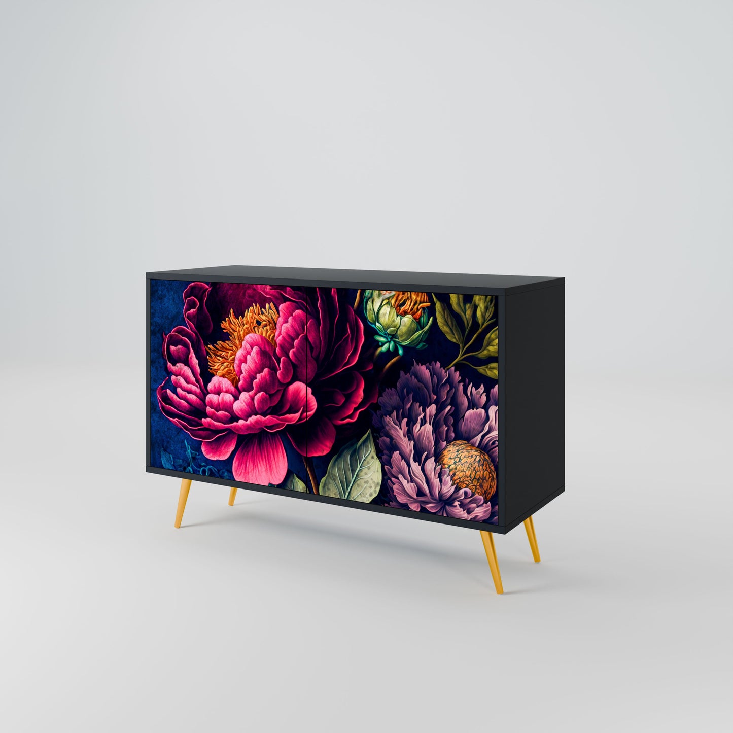 Credenza BLOOMING ELEGANCE a 2 ante in finitura nera