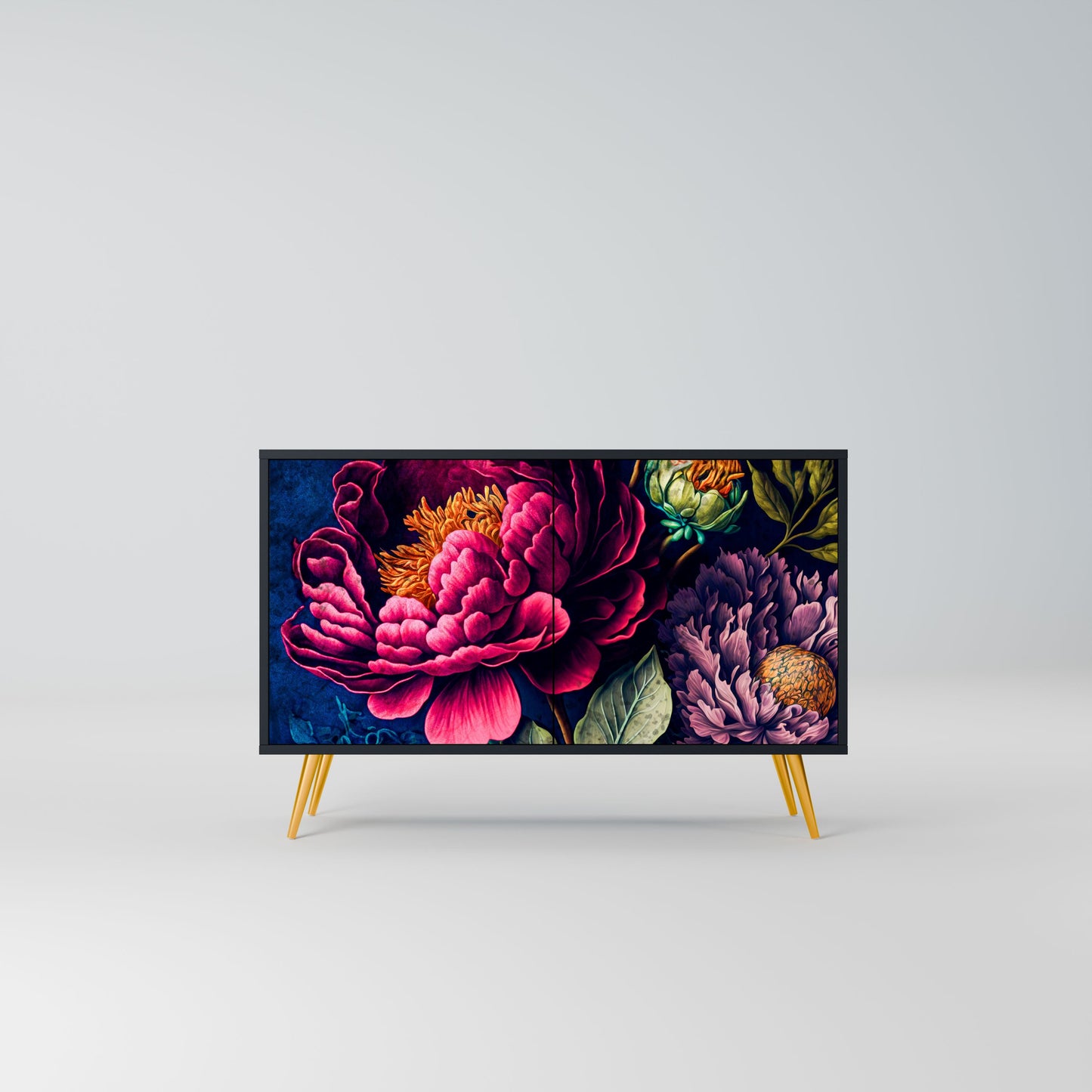 Credenza BLOOMING ELEGANCE a 2 ante in finitura nera