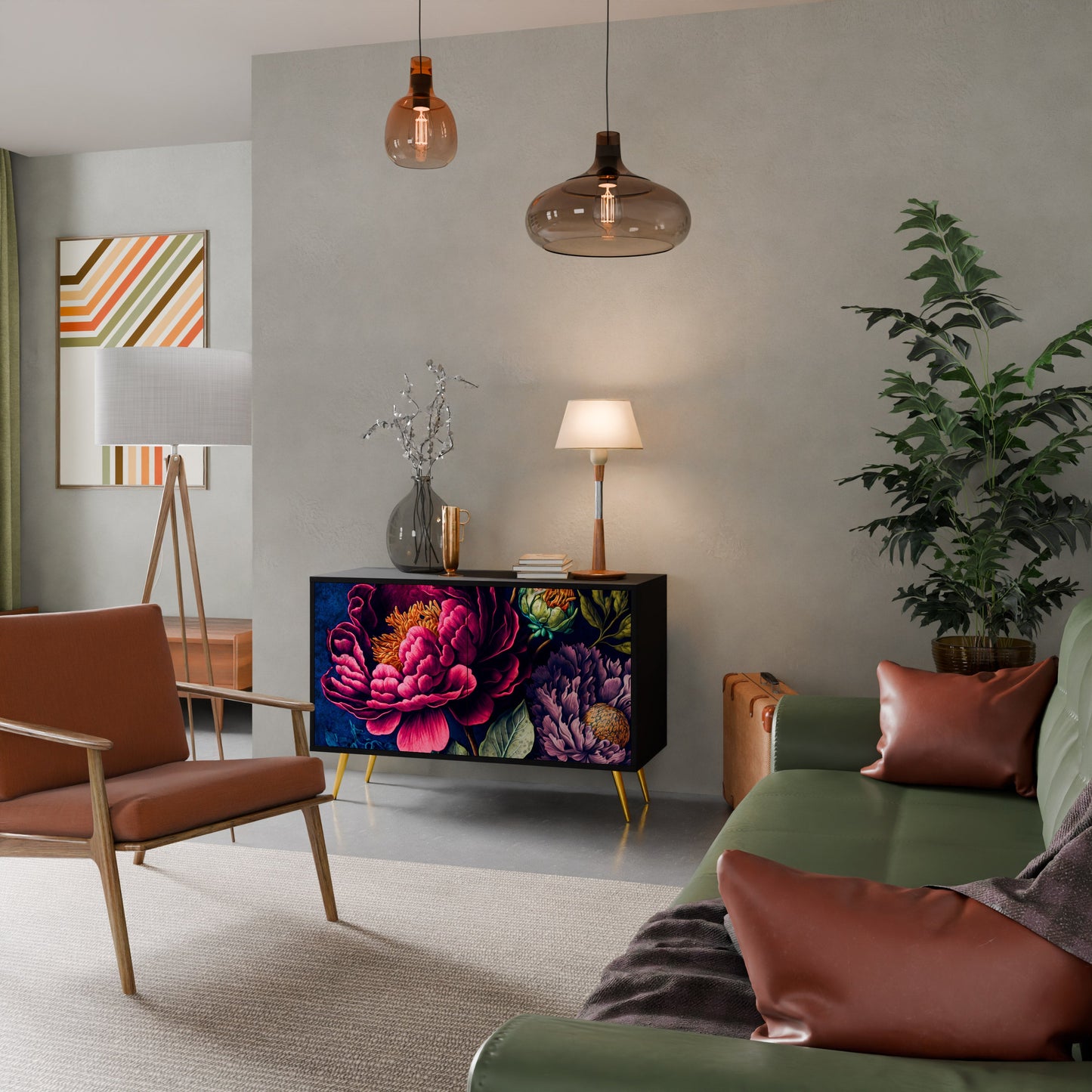 Credenza BLOOMING ELEGANCE a 2 ante in finitura nera