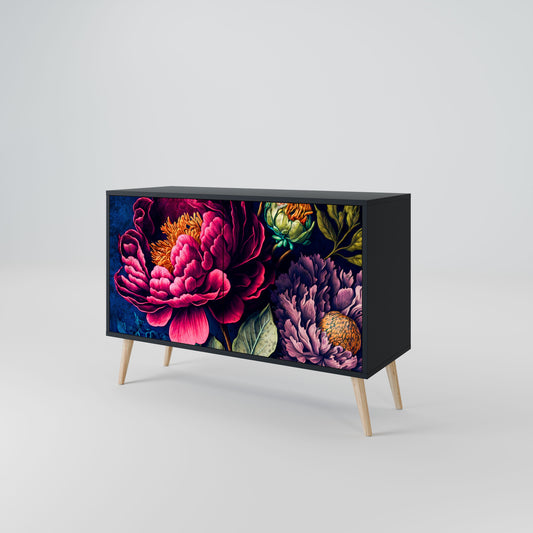 BLOOMING ELEGANCE 2-Door Sideboard in Black Finish