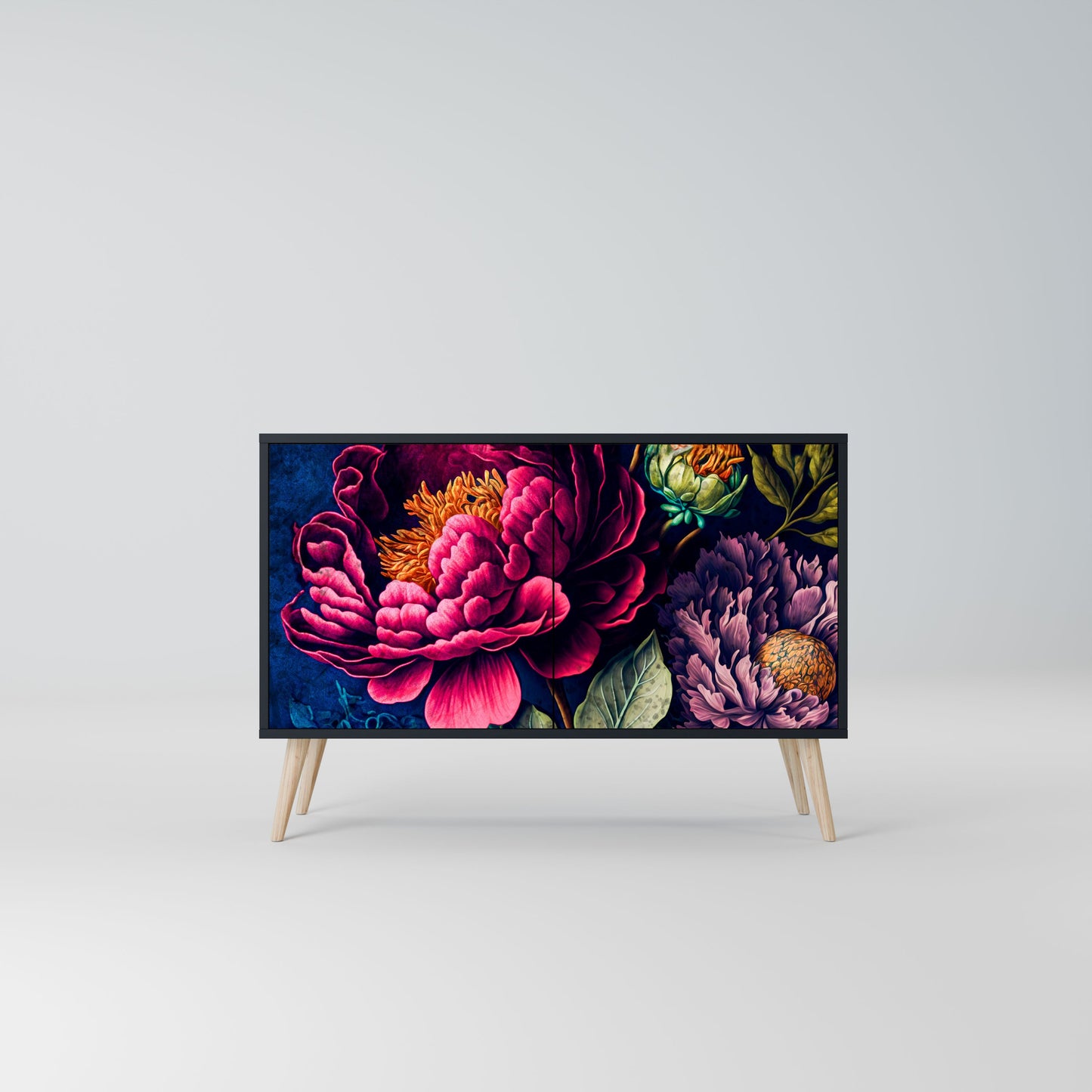 Credenza BLOOMING ELEGANCE a 2 ante in finitura nera