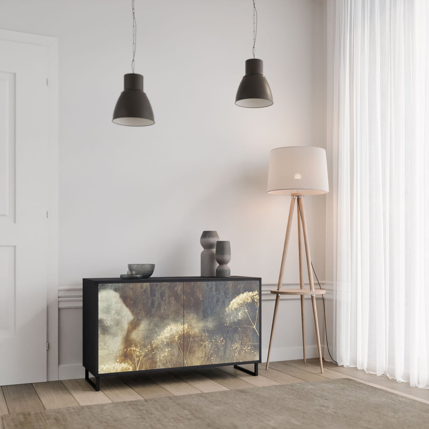 Credenza GENTLE POWER a 2 ante in finitura nera