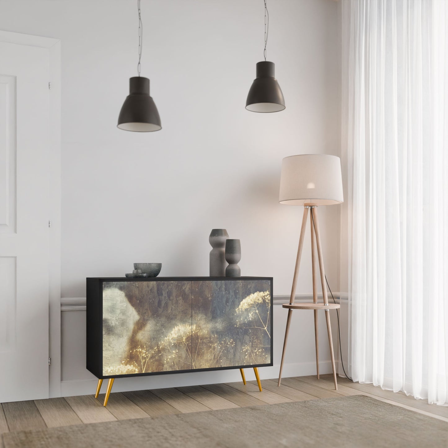 Credenza GENTLE POWER a 2 ante in finitura nera