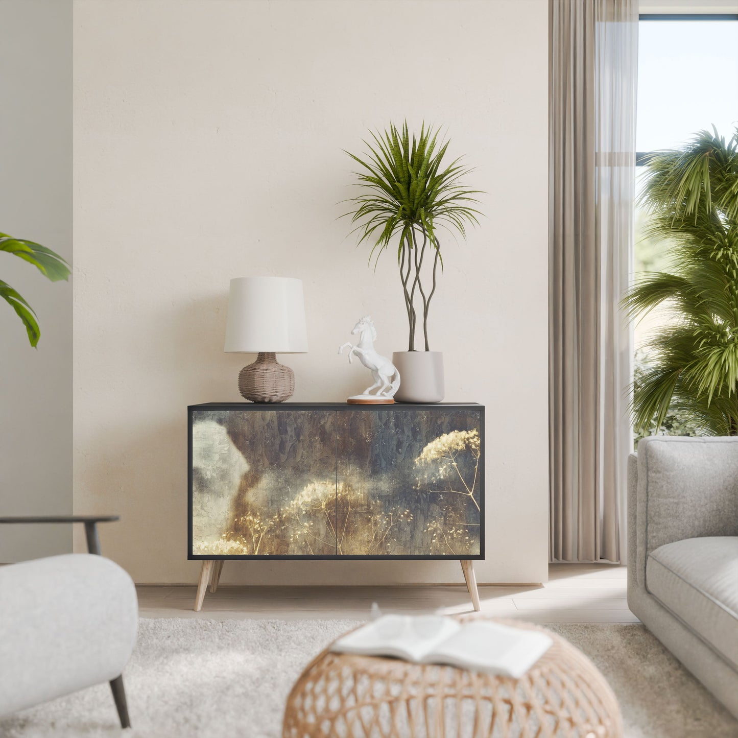 Credenza GENTLE POWER a 2 ante in finitura nera