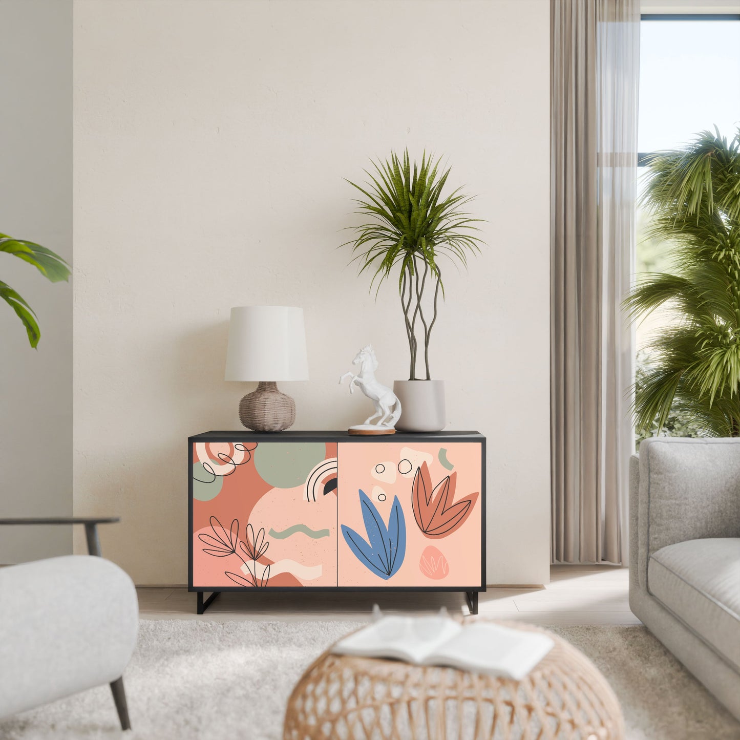 Credenza PASTEL DESTINY a 2 ante in finitura nera