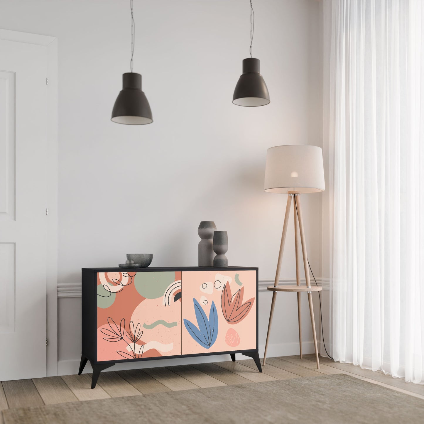 Credenza PASTEL DESTINY a 2 ante in finitura nera