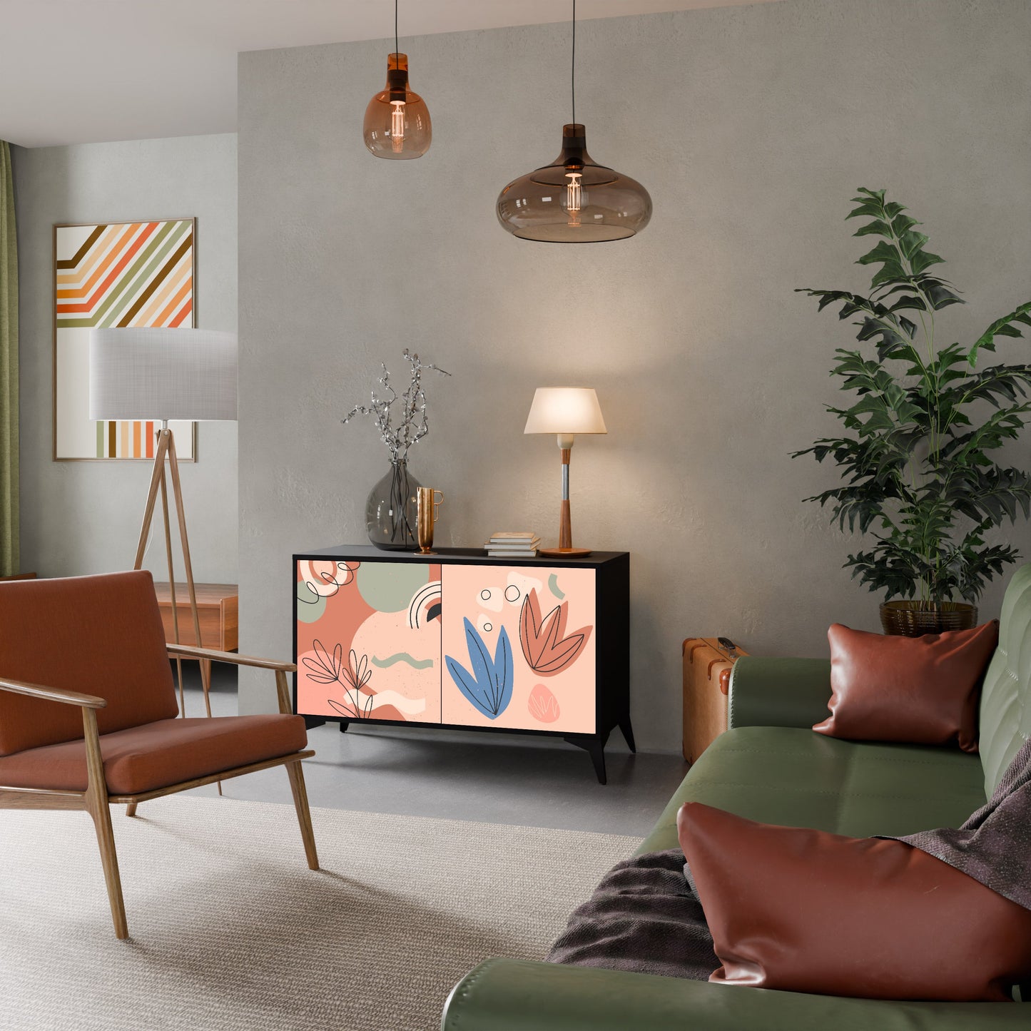 Credenza PASTEL DESTINY a 2 ante in finitura nera